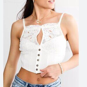 Free People Lace Cropped Tank Top- Size XS
